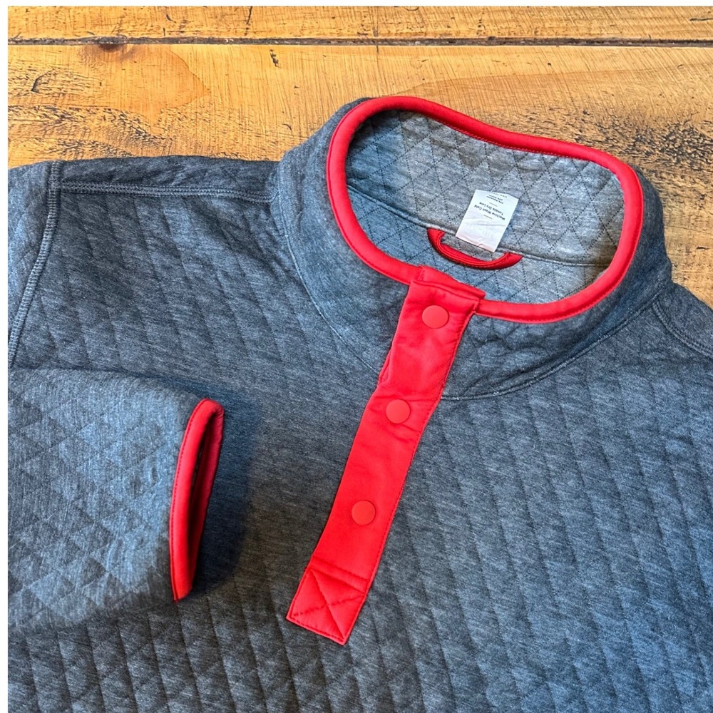 Marine‎ Layer Pullover Mens Size Medium Gray Quilted 1/4 Snap Corbett Sweatshirt